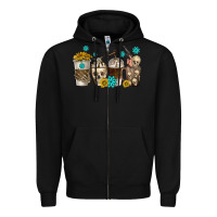 Black coffee cups bull skull with gemstones Zipper Hoodie - texasbilliewilder