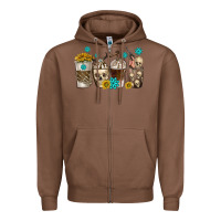 Chestnut coffee cups bull skull with gemstones Zipper Hoodie - texasbilliewilder