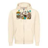 Sandshell coffee cups bull skull with gemstones Zipper Hoodie - texasbilliewilder