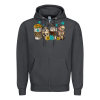 Smoke coffee cups bull skull with gemstones Zipper Hoodie - texasbilliewilder