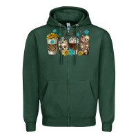 Sports Green coffee cups bull skull with gemstones Zipper Hoodie - texasbilliewilder