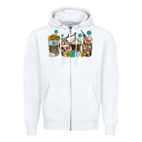 White coffee cups bull skull with gemstones Zipper Hoodie - texasbilliewilder