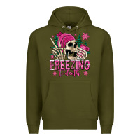 Army Green freezing to death winter skull Premium Hoodie - Jasminsmagicworld
