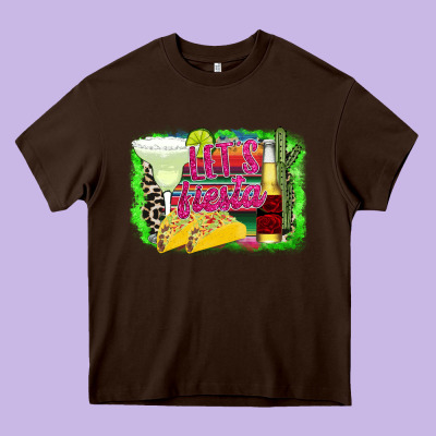 Lets Fiesta Heavy Core Tee Designed By Cowhidedigitalart