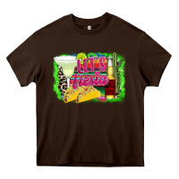 Chocolate Brown Lets Fiesta Heavy Core Tee - CowhideDigitalArt