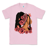 Bubblegum Pink Pink roses afro woman Classic Tee - RanaPortraitStore