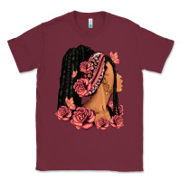 Burgundy Pink roses afro woman Classic Tee - RanaPortraitStore