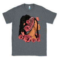 Charcoal Heather Pink roses afro woman Classic Tee - RanaPortraitStore