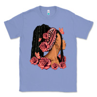 Colony Blue Pink roses afro woman Classic Tee - RanaPortraitStore