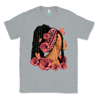 Heather Grey Pink roses afro woman Classic Tee - RanaPortraitStore