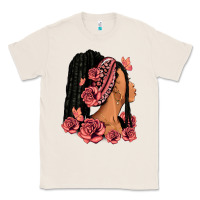 Natural Pink roses afro woman Classic Tee - RanaPortraitStore