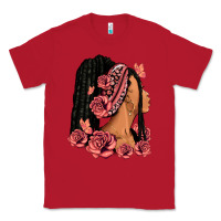 Red Pink roses afro woman Classic Tee - RanaPortraitStore