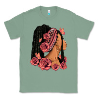 Sage Pink roses afro woman Classic Tee - RanaPortraitStore