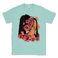 Seafoam Pink roses afro woman Classic Tee - RanaPortraitStore