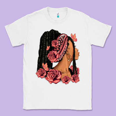 Pink Roses Afro Woman Classic Tee Designed By Ranaportraitstore