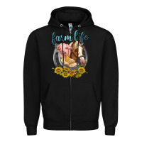 Black chicken pig horse farm life Zipper Hoodie - texasbilliewilder