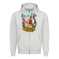 Dove Grey chicken pig horse farm life Zipper Hoodie - texasbilliewilder