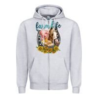 Heather Grey chicken pig horse farm life Zipper Hoodie - texasbilliewilder