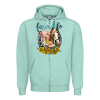 Seafoam chicken pig horse farm life Zipper Hoodie - texasbilliewilder