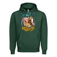 Sports Green chicken pig horse farm life Zipper Hoodie - texasbilliewilder