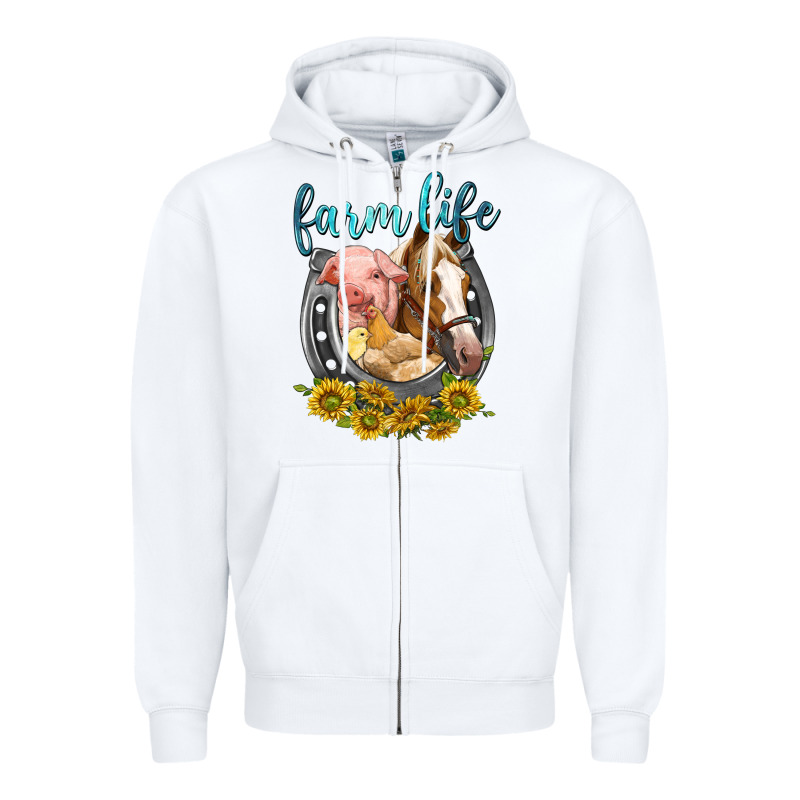 Chicken Pig Horse Farm Life Zipper Hoodie by texasbilliewilder | Teevron