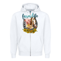 White chicken pig horse farm life Zipper Hoodie - texasbilliewilder