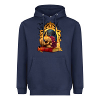 Navy Halloween Skull Candles and Roses Heavyweight Hoodie - texasbilliewilder