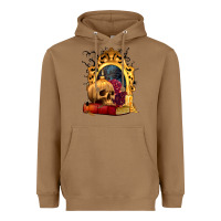 Toasted Coconut Halloween Skull Candles and Roses Heavyweight Hoodie - texasbilliewilder