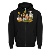 Black coffee cups goats Zipper Hoodie - texasbilliewilder