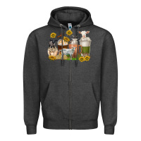 Charcoal Heather coffee cups goats Zipper Hoodie - texasbilliewilder