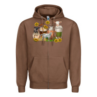 Chestnut coffee cups goats Zipper Hoodie - texasbilliewilder