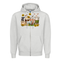 Dove Grey coffee cups goats Zipper Hoodie - texasbilliewilder