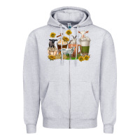 Heather Grey coffee cups goats Zipper Hoodie - texasbilliewilder