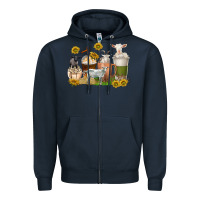 Navy coffee cups goats Zipper Hoodie - texasbilliewilder