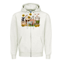 Oatmeal Heather coffee cups goats Zipper Hoodie - texasbilliewilder