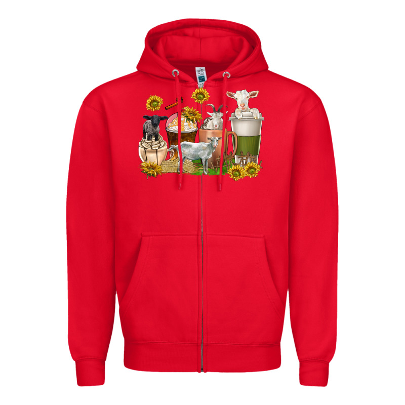 Coffee Cups Goats Zipper Hoodie by texasbilliewilder | Teevron