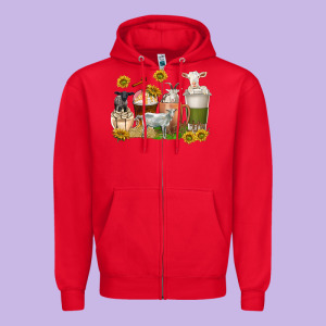 Coffee Cups Goats Zipper Hoodie Designed By Texasbilliewilder