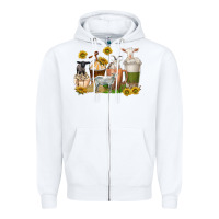 White coffee cups goats Zipper Hoodie - texasbilliewilder
