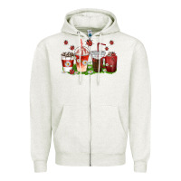 Oatmeal Heather coffee cups lady bug with daisies Zipper Hoodie - texasbilliewilder