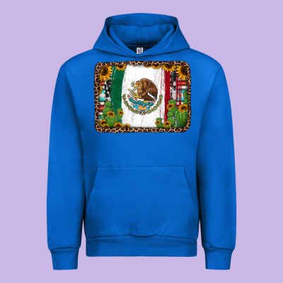 Mexican Flag Background With Cactus And Sunflower Urban Hoodie Designed By Jasminsmagicworld