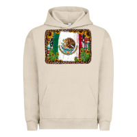 Pigment French Oak mexican flag background with cactus and sunflower Urban Hoodie - Jasminsmagicworld