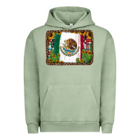 Pigment Oil Green mexican flag background with cactus and sunflower Urban Hoodie - Jasminsmagicworld
