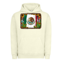 Pigment Pistachio mexican flag background with cactus and sunflower Urban Hoodie - Jasminsmagicworld