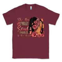 Burgundy She has fire in her soul afro woman Classic Tee - RanaPortraitStore