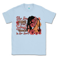 Dusty Blue She has fire in her soul afro woman Classic Tee - RanaPortraitStore
