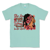 Seafoam She has fire in her soul afro woman Classic Tee - RanaPortraitStore