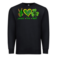 Black peace love luck st. patricks day nePeace love luck Premium Sweatshirt - Neo Western