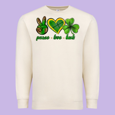 Peace Love Luck St. Patricks Day Nepeace Love Luck Premium Sweatshirt Designed By Neo Western