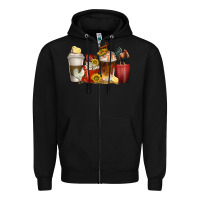 Black coffee cups rooster Zipper Hoodie - texasbilliewilder