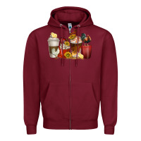 Burgundy coffee cups rooster Zipper Hoodie - texasbilliewilder